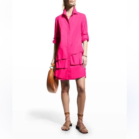 Finley coral pink Button-Up shirt Dress size M - Picture 2 of 9